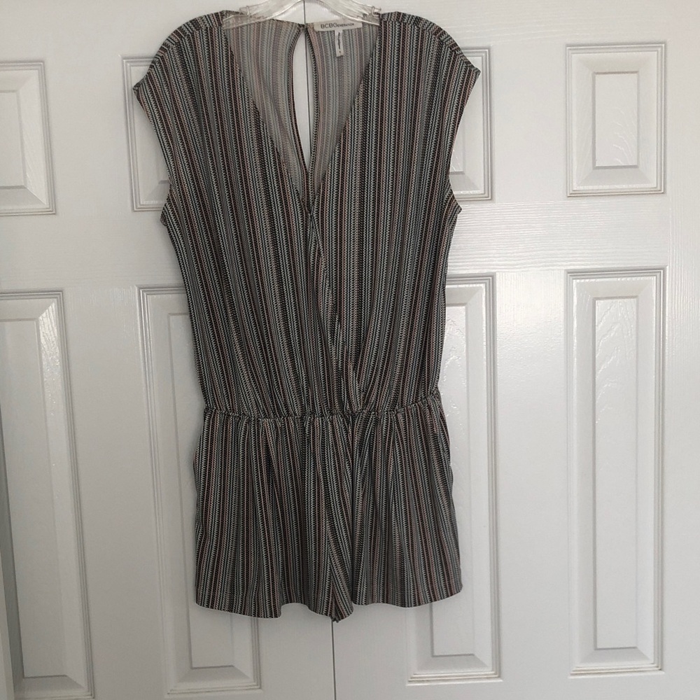 BCBGeneration Multicolor Striped Romper